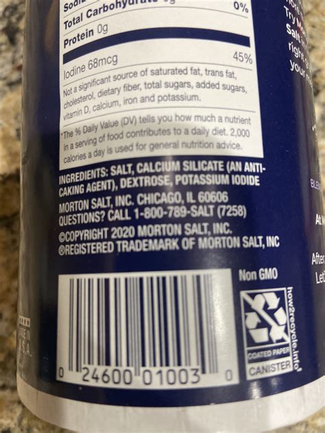 Morton Iodized Salt Label