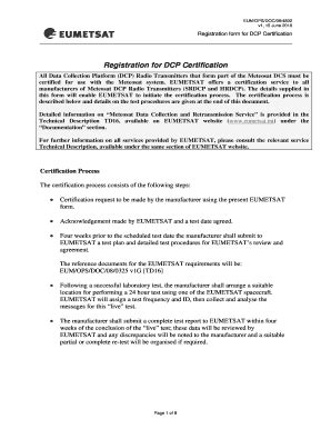 Fillable Online Registration form for DCP Certification. EUMETSAT ...