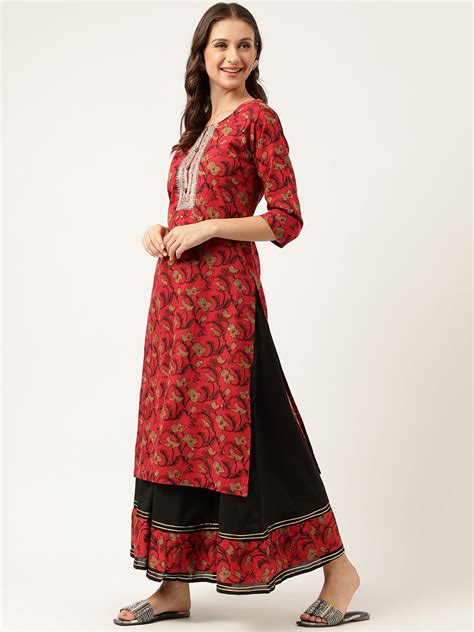 Divena Floral Printed Cotton Kurta with Sharara Set – divena world