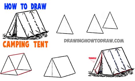 How to Draw Tents - Easy Step by Step Drawing Tutorial for Camping Gear ...
