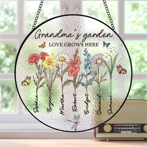 Custom Suncatcher Personalized Suncatcher Grandmas Garden