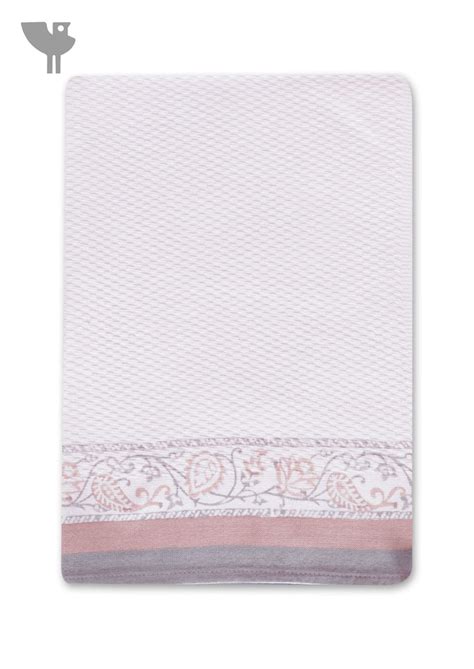 Handloom Cotton Hand Towel With Block Print Border