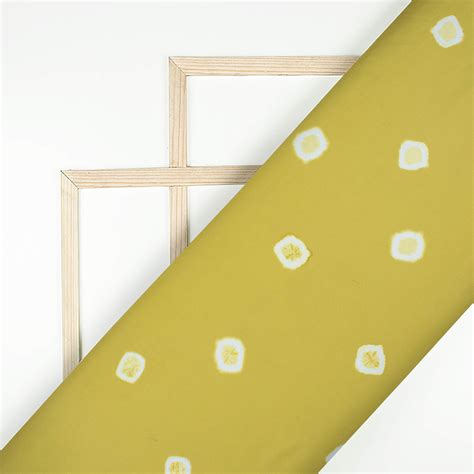 Olive Green And White Shiiborii Pattern Digital Print Poly Cambric Fab ...