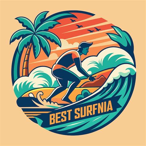 Surfing california illustration for tshirt sticker design | Premium Vector