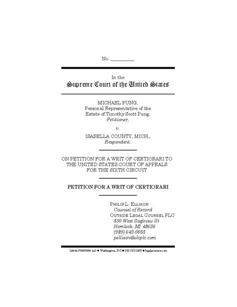 Petition for Writ of Certiorari: Pung v. Isabella County, MI - Studocu