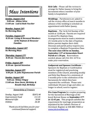 Fillable Online st-john-nepomucene Please call the rectory to Weddings ...