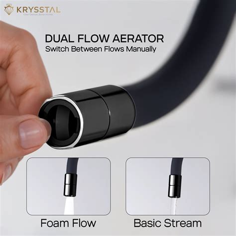 Rinzer Dual Flow Piano Black Kitchen Sink Tap with Hand Shower | Krysstal
