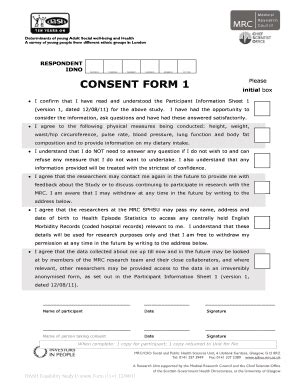 Fillable Online dash sphsu mrc ac NUMBER NUMBER CONSENT FORM 1 ...