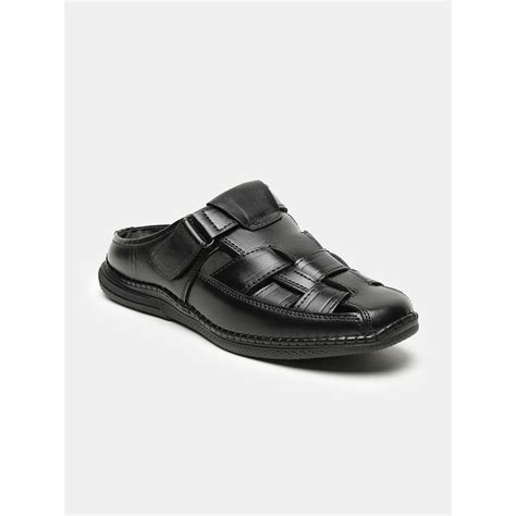 Buy Teakwood Men Black Solid Shoe-style Sandals Online