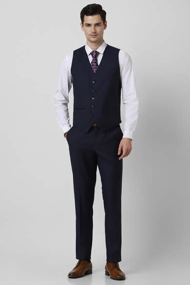 Buy Men Navy Solid Slim Fit Formal Three Piece Suit Online - 39835080 ...