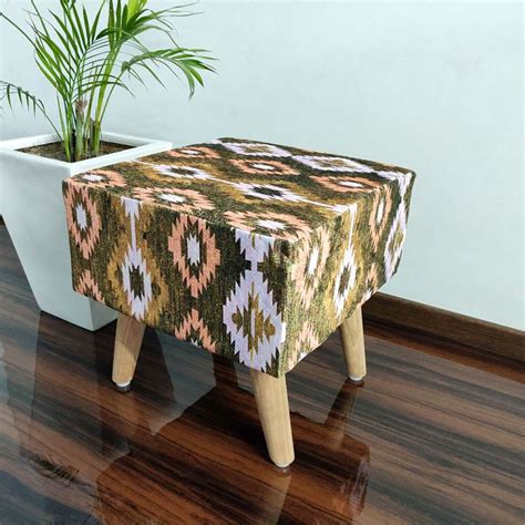 BIGMO Southwestern Home Utility Padded Stool/ Ottoman Square-(Natural ...