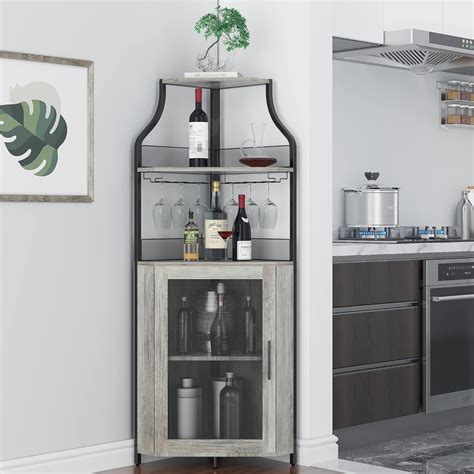 GAOMON Corner Wine Bar Rack Cabinet with Detachable India | Ubuy