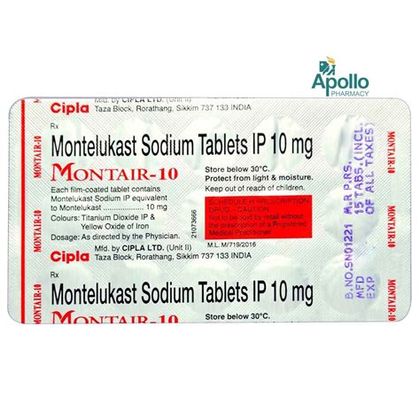Montair-10 Tablet 15's Price, Uses, Side Effects, Composition - Apollo ...