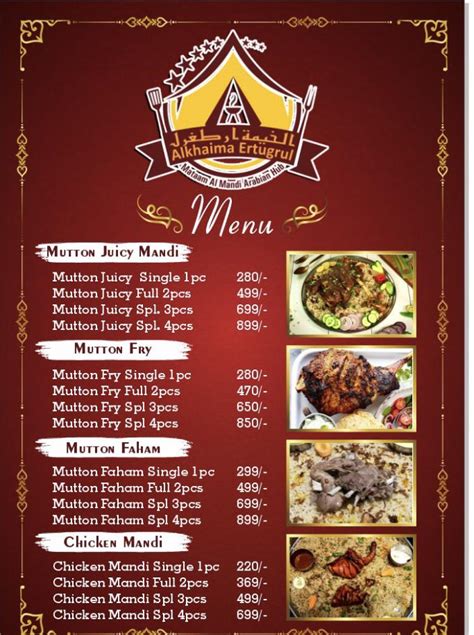 Menu at Al khaima ERTUGRUL Mataam Al Mandi Arabian food hub, Hyderabad