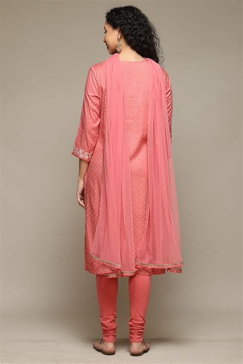 Coral Rayon Straight Kurta Churidar Suit Set