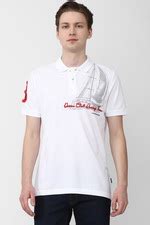 Buy Men White Graphic Print Polo Neck T-shirt Online - 877324 | Van Heusen