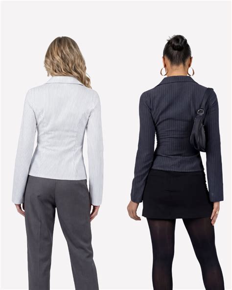 Set Of Two Pinstripes Flared Sleeves Shirt – Oyela