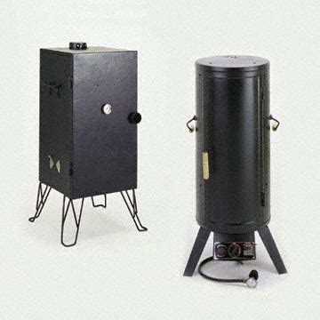 Gas or Charcoal Powered Barbecue Smoker with Three Adjustable Height ...