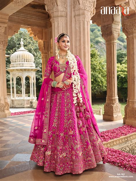 Vibrant Pink Heavy Embroidered Designer Lehenga - AA162 – Anaara ethnic