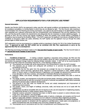 Fillable Online Specific Use Permits (SUPs) are approved to allow uses ...