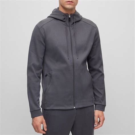 Dark Grey Zipped Cotton Hoodie - BrandAlley