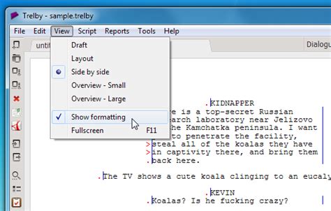 Image result for How to Use Trelby Script Writing