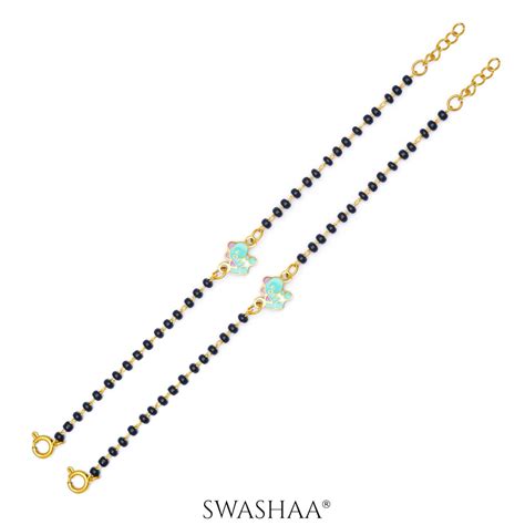 Dino Charm 18K Gold Plated Kid's Nazariya Bracelet – Swashaa