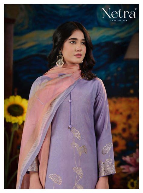 Netra Exclusive Aarna Niva Vol 5 Bemberg Muslin Dress Material - Amrah ...
