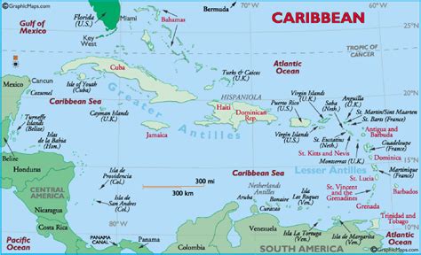 Map of the Caribbean Islands