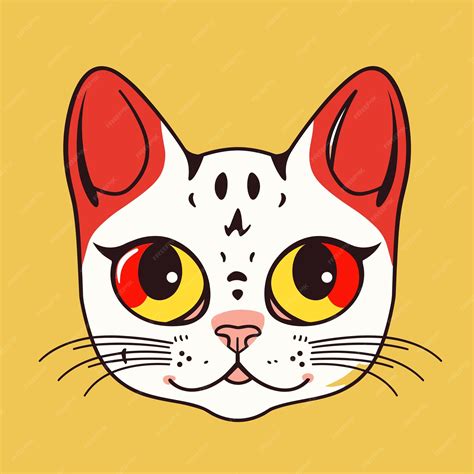 Premium Vector | Cat face avatar flat cartoon style