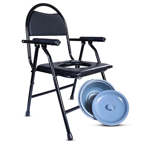 TryFit Commode Chair for Adults with Arm Rest & Cushion Back Support ...