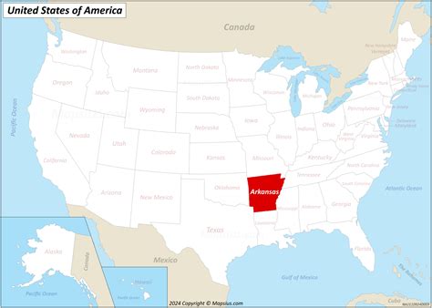 Map of Arkansas State, USA - Mapsius.com