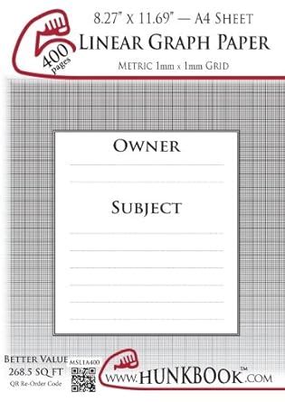 Buy Linear Graph Paper, 1mm Grid (MSL1A-400 pages): A4 Sheet Book ...