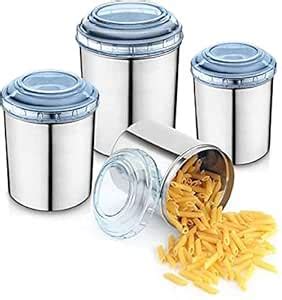 Buy 4 PCS Stainless Steel Canister Set Kitchen Storage Multipurpose Air ...