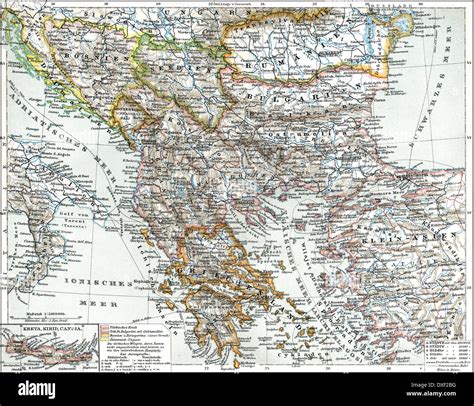 Historic illustration, 19th century, map of Balkan, 1896 Stock Photo - Alamy