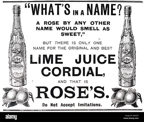 An advertisement for Rose's lime juice cordial. Dated 19th century ...