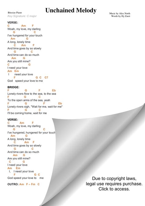 UNCHAINED MELODY – RIGHTEOUS BROTHERS PIANO CHORDS & Lyrics – Bitesize ...