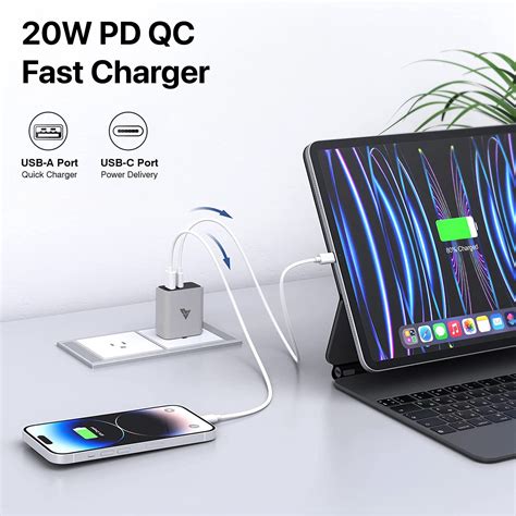 Vaku ® Paxor 2in1 PD QC 20W Dual Port Charger Type C [Apple MFi ...