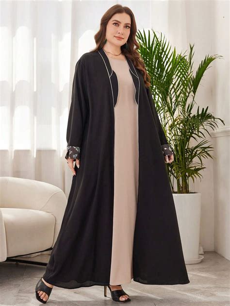 SHEIN Najma CURVE Bata tipo chaqueta con estampado de plantas en estilo ...