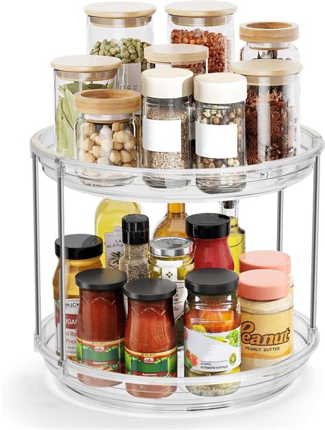 Amazon.com - Lazy Susan Organizer, 2-Tier 360° Rotating Spice Rack, 11 ...