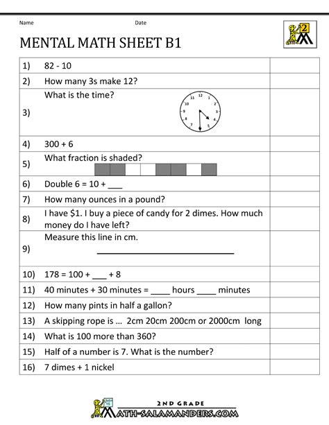 2nd Grade Math Test 的图像结果