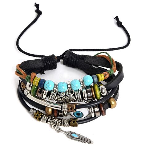 Buy SOHI Black Blue Evil Eye Layered Bracelet Online