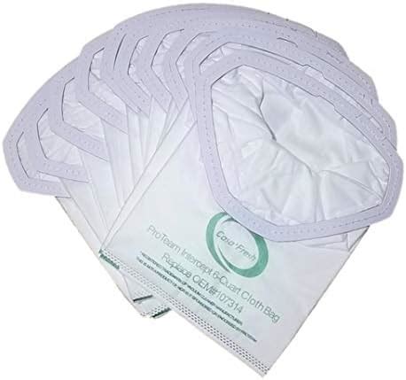 10 Replacement 107314 HEPA Bags. Compatible with ProTeam Intercept 6 QT ...
