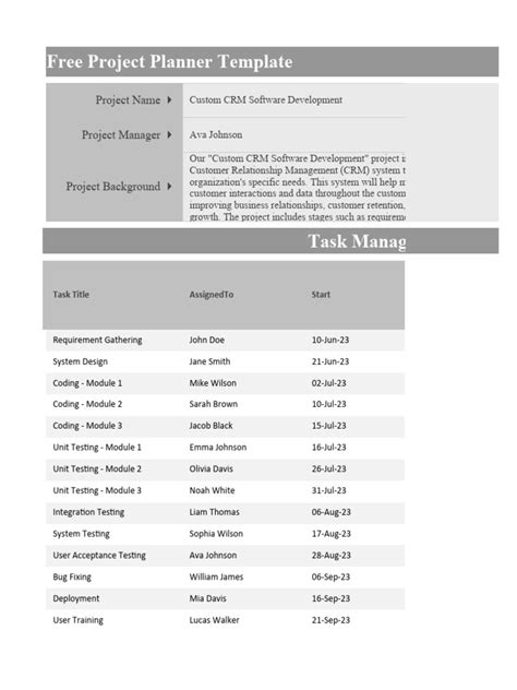 Image result for Project Planner Template