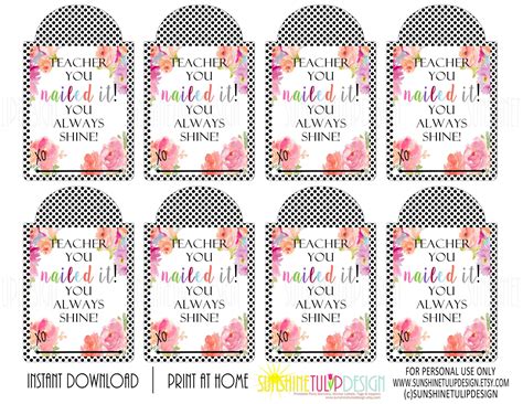 Teacher Appreciation Gift Tags Printable