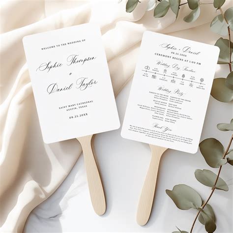 Wedding Program Fan, Editable Wedding Program Fan Template, Modern ...