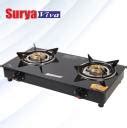 SURYAVIVA Photon 2B BK Toughened Glass 2 Cast Iron Burner Gas Stove ...