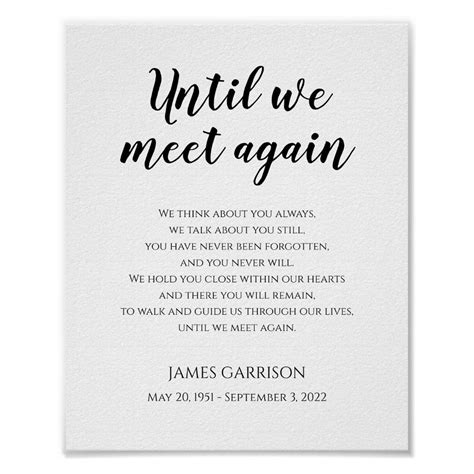 Until we meet again celebration of life poem poster – Artofit
