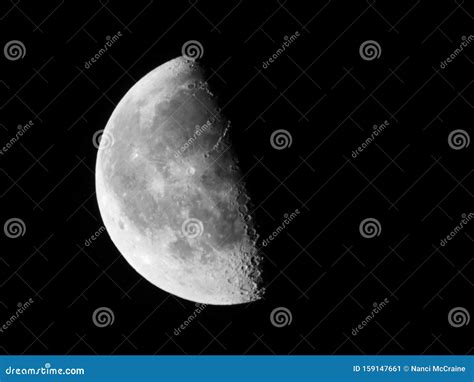 Waning Gibbous Lunar Phase at Approximately 56 Lit Stock Image - Image ...