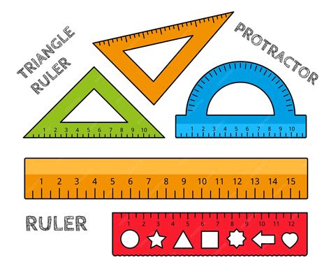 Premium Vector | School supplies, five different rulers, a colorful set.